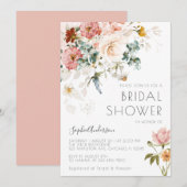 Invitation Fleur sauvage Boho aquarelle Fête des mariées flor (Devant / Derrière)