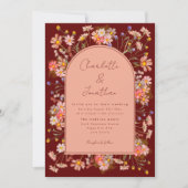 Invitation Fleur sauvage Boho Arch Terracotta Peach Mariage d (Devant)