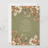 Invitation Fleur sauvage Boho Automne Mariage vert (Devant)