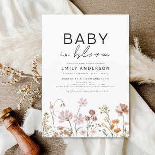 Invitation Fleur sauvage Boho Baby dans le Baby shower en fle