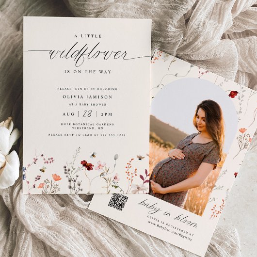 Invitation Fleur sauvage Boho Baby shower de verdure