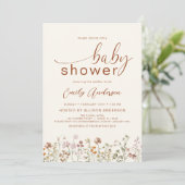 Invitation Fleur sauvage Boho Baby shower élégant moderne (Debout devant)