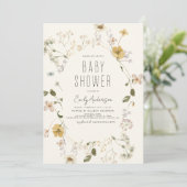 Invitation Fleur sauvage Boho Baby shower élégant moderne (Debout devant)
