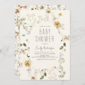 Invitation Fleur sauvage Boho Baby shower élégant moderne (Devant / Derrière)