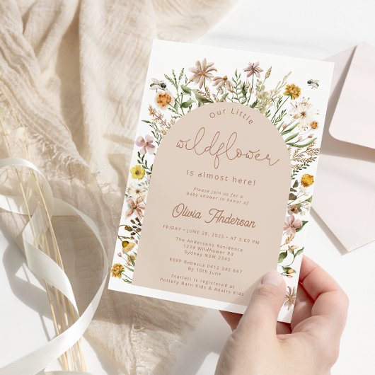 Invitation Fleur sauvage Boho Baby shower moderne