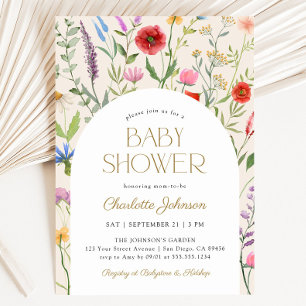 Invitation Fleur sauvage Boho Baby shower neutre du genre