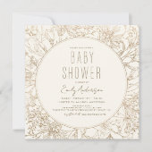 Invitation Fleur sauvage Boho Baby shower Or moderne (Devant)