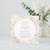 Invitation Fleur sauvage Boho Baby shower Or moderne (Debout devant)