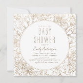 Invitation Fleur sauvage Boho Baby shower Or moderne (Devant)