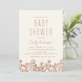 Invitation Fleur sauvage Boho Baby shower Terracotta Moderne (Debout devant)