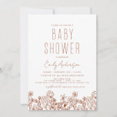 Invitation Fleur sauvage Boho Baby shower Terracotta Moderne (Devant)