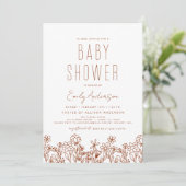 Invitation Fleur sauvage Boho Baby shower Terracotta Moderne (Debout devant)