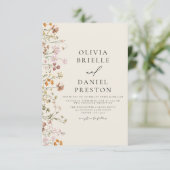 Invitation Fleur sauvage Boho Beige tout en un QR Code Mariag (Debout devant)