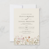 Invitation Fleur sauvage Boho Beige tout en un QR Code Mariag (Devant)