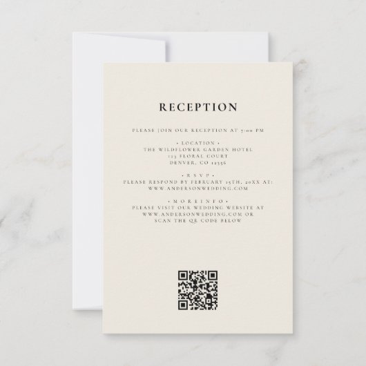 Invitation Fleur sauvage Boho Beige tout en un QR Code Mariag (Dos)