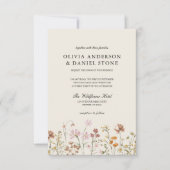 Invitation Fleur sauvage Boho Beige tout en un QR Code Mariag (Devant)