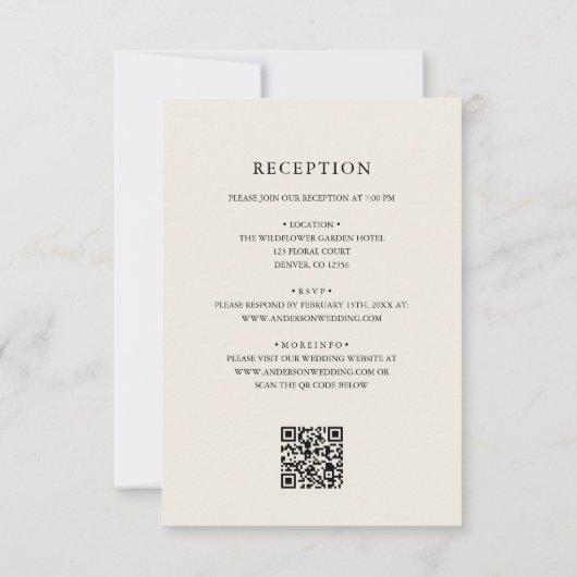 Invitation Fleur sauvage Boho Beige tout en un QR Code Mariag (Dos)