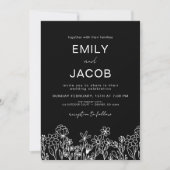 Invitation Fleur sauvage Boho Black Botanical Mariage (Devant)