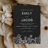 Invitation Fleur sauvage Boho Black Botanical Mariage