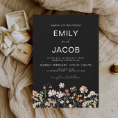 Invitation Fleur sauvage Boho Black Botanical Mariage