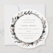 Invitation Fleur sauvage Boho Black Brown Automne Mariage (Devant)