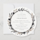 Invitation Fleur sauvage Boho Black Fall Baby shower de couro (Devant)