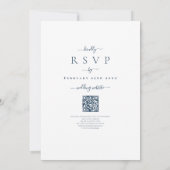 Invitation Fleur sauvage Boho Blue QR Code Mariage (Dos)