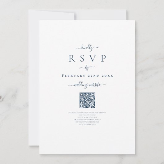 Invitation Fleur sauvage Boho Blue QR Code Mariage (Dos)