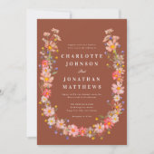 Invitation Fleur sauvage Boho Burnt Orange Mariage de automne (Devant)