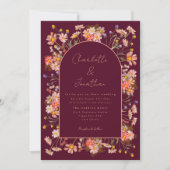 Invitation Fleur sauvage Boho Chic Arch Bourgogne Mariage de  (Devant)