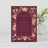 Invitation Fleur sauvage Boho Chic Arch Bourgogne Mariage de  (Debout devant)