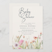 Invitation Fleur sauvage Boho Chic Baby shower (Devant / Derrière)