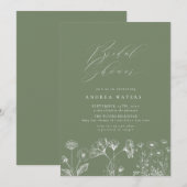 Invitation Fleur sauvage Boho Chic Fête des mariées (Devant / Derrière)