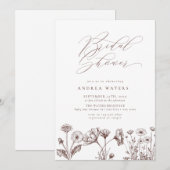 Invitation Fleur sauvage Boho Chic Fête des mariées (Devant / Derrière)