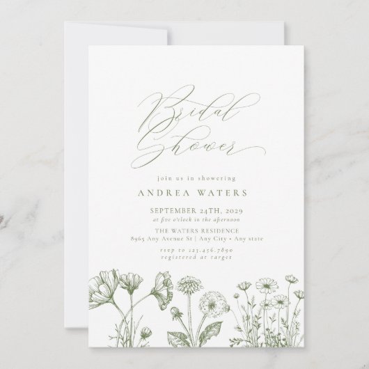 Invitation Fleur sauvage Boho Chic Fête des mariées (Devant)