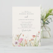 Invitation Fleur sauvage Boho Chic Mariage (Debout devant)