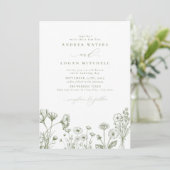 Invitation Fleur sauvage Boho Chic Mariage (Debout devant)