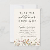 Invitation Fleur sauvage Boho Chic Premier Anniversaire Terra (Devant)