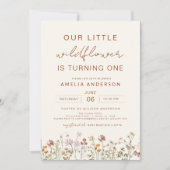 Invitation Fleur sauvage Boho Chic Premier Anniversaire Terra (Devant)