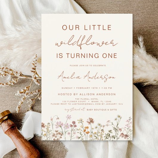 Invitation Fleur sauvage Boho Chic Premier Jardin d'anniversa