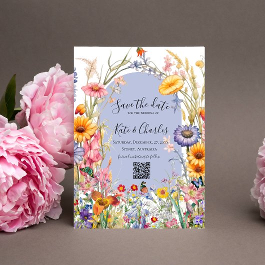 Invitation Fleur sauvage boho chic wreath enregistrer la date