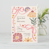 Invitation Fleur sauvage Boho Coquette Mariage (Debout devant)