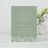 Invitation Fleur sauvage Boho de douche Sage Green Couples (Debout devant)