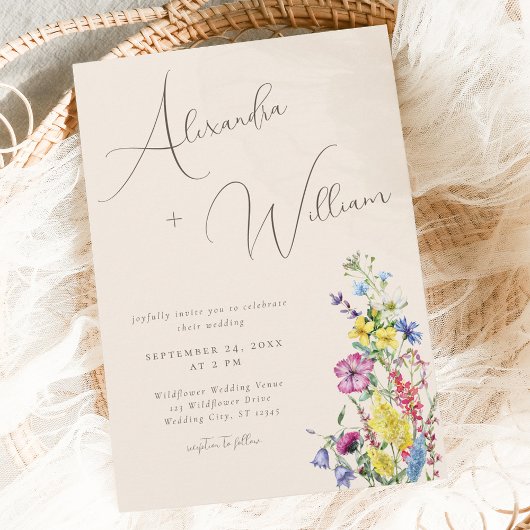 Invitation Fleur sauvage Boho de script moderne Mariage