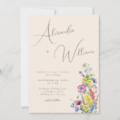 Invitation Fleur sauvage Boho de script moderne Mariage (Devant)