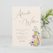 Invitation Fleur sauvage Boho de script moderne Mariage (Debout devant)