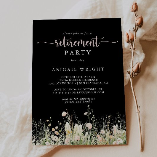 Invitation Fleur sauvage Boho de verdure Parti de retraite no