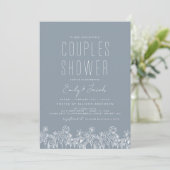 Invitation Fleur sauvage Boho Dusty Blue Couples (Debout devant)