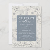 Invitation Fleur sauvage Boho Dusty Blue Wedding Réception (Devant)