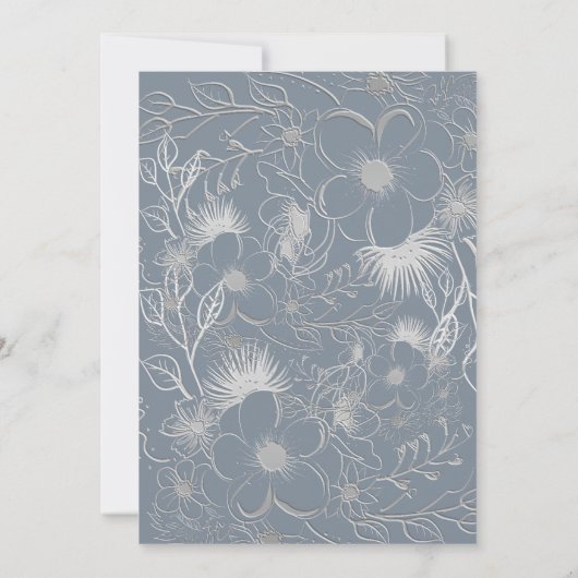 Invitation Fleur sauvage Boho Dusty Blue Wedding Réception (Dos)